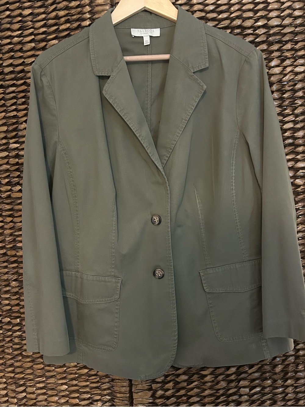 Talbots Woman Olive Green Stretch Cotton Blazer 18W